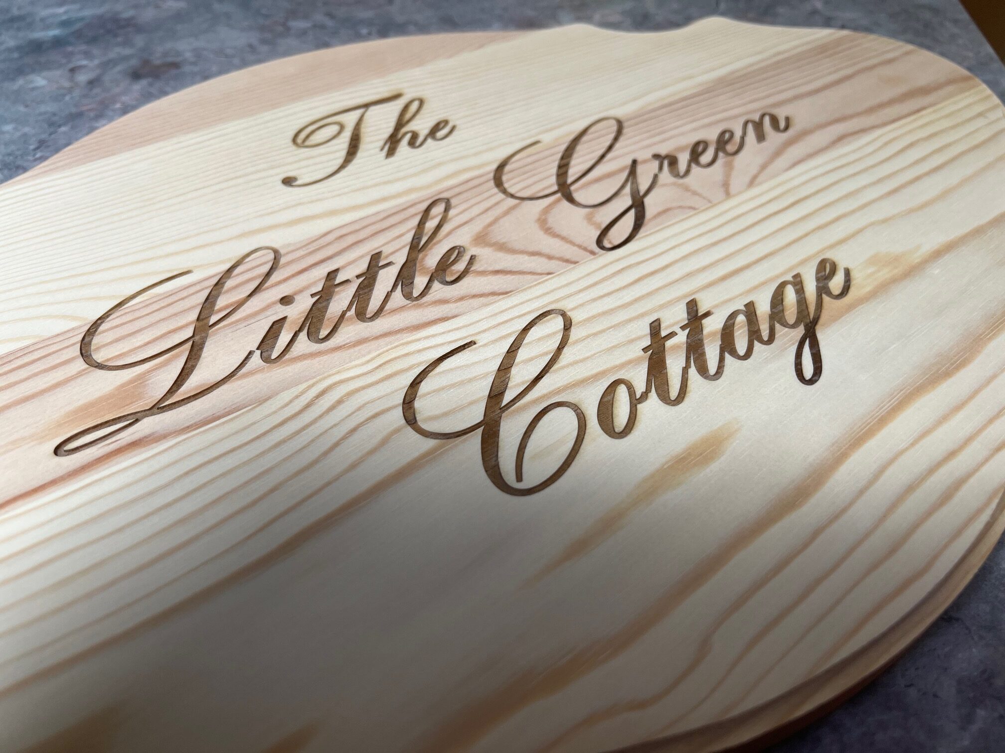 Laser engraved wood sign