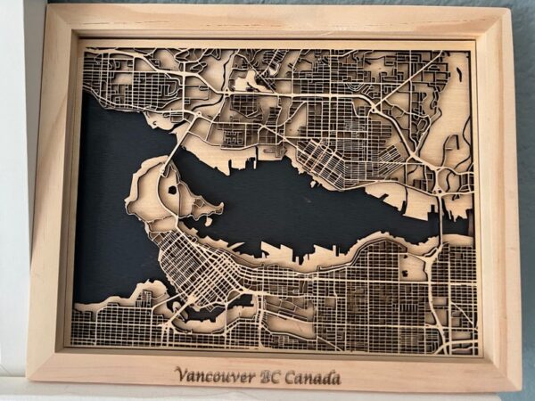 Vancouver Map | Layered Wood Art Map | Custom Maps Available From Any City | Laser Cut Map | Office Decor | Christmas Gift