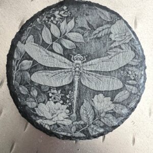 Celestial Dragonfly Drink Coasters 4x4 Round. Mystical, stylish and made of slate. Set of 4. Dragonfly flowers home decor.