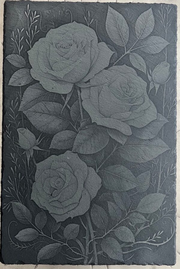 Slate Serving Platter - Laser Engraved Roses